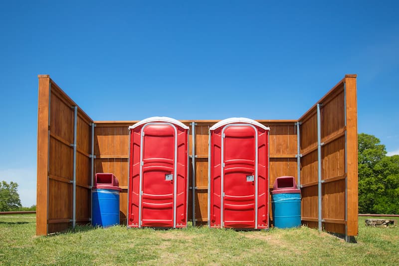 Short-term porta potty units staged for delivery in Tulsa, Oklahoma